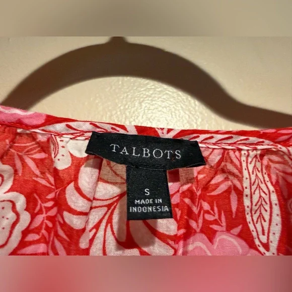 Talbots Floral Pineapple Paradise Button Front Popover Blouse - Picture 8 of 12